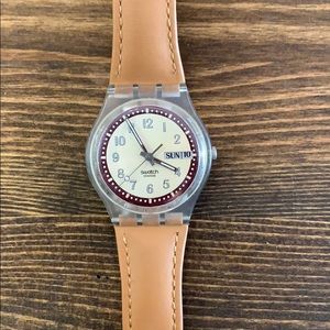 Vintage Swatch Watch Tan Leather